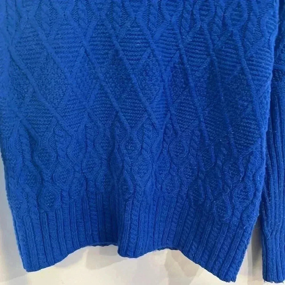 [S]Tahari Blue  Mock Neck Cable Knit Pull Over Ribbed Sweater - Picture 3 of 6